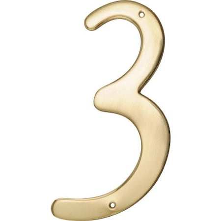 Hillman Hillman Group 847045 4 in. Brass Nail-On Traditional House Number 3 - 3 per Pack 3 Piece 847045